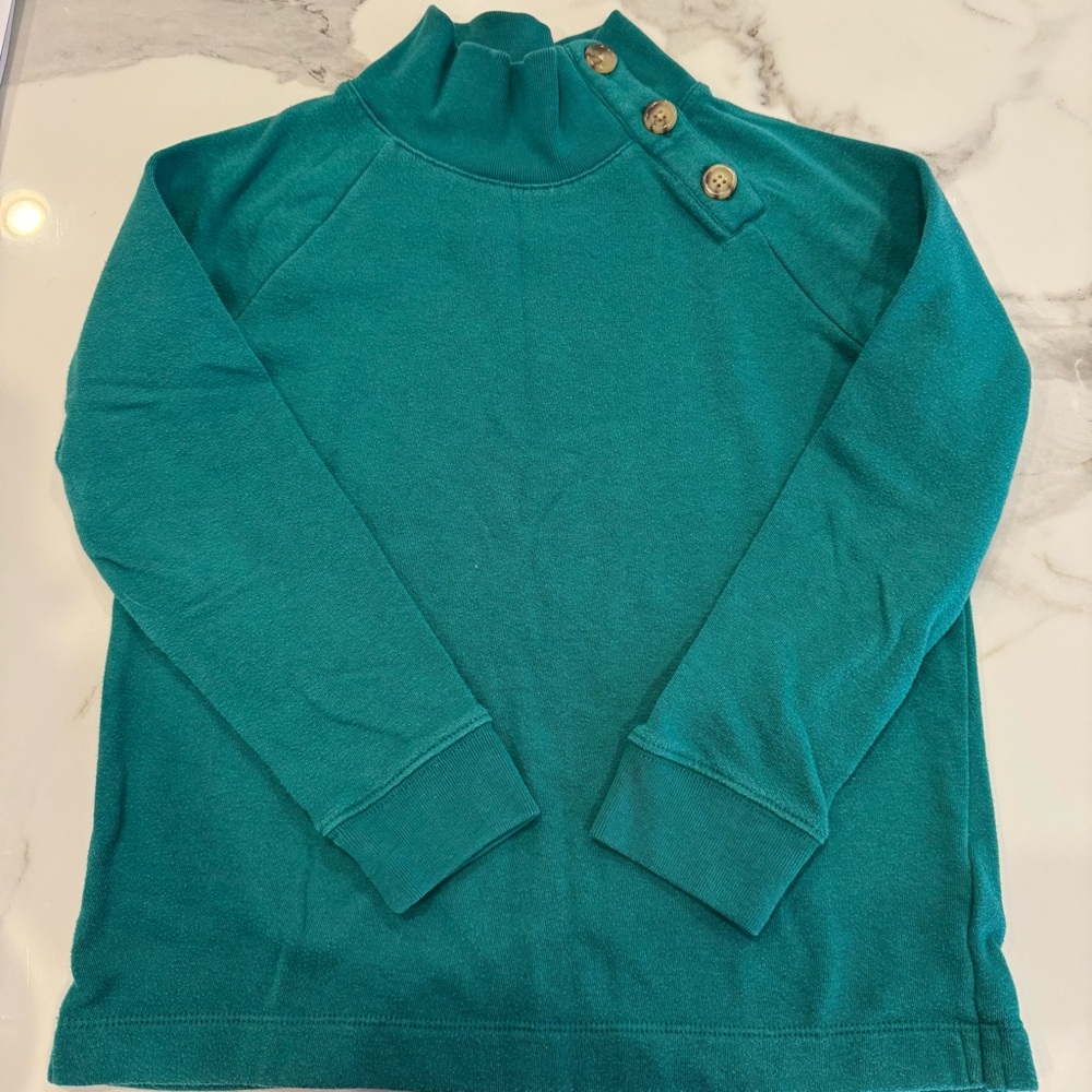 Crewcuts Mock Neck Pullover Sweatshirt with Button Detail Green M
